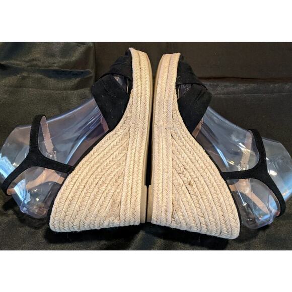 DRAPER JAMES RSVP Claire Women's Espadrille Wedge Sandals Sz 9 Black Ankle Strap - Picture 5 of 12